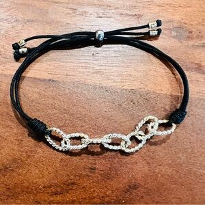 SILPADA STERLING SILVER LOOPS BLACK CORD ADJUSTABLE BRACELET